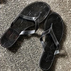 Black Coach Flip Flops